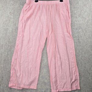 Light Pink Womens Wide-Leg Pants 5xl Elastic Waist Lightweight Polyester